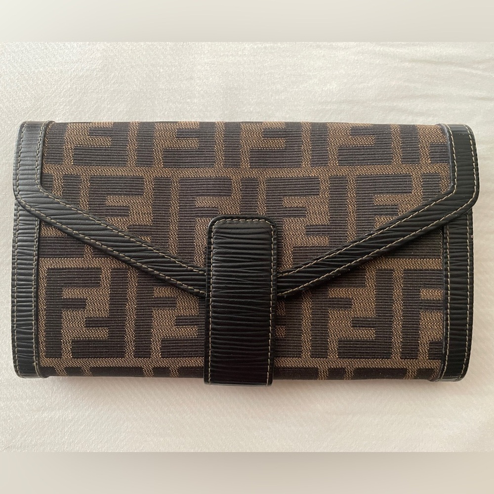 FENDI ZUCCA WALLET FENDI SIGNATURE CANVAS CLUTCH FENDI WRISTLET FENDI BAG